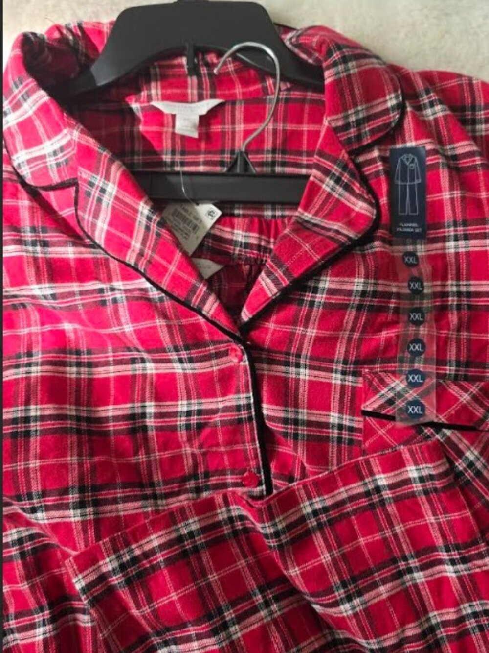 Charter Club Intimates Mens 3X Lounge Flannel Pajama Set Red Plaid Cotton 2 pc